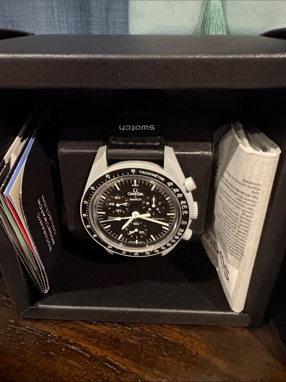 Swatch White Box with Black Typography and Red Accent